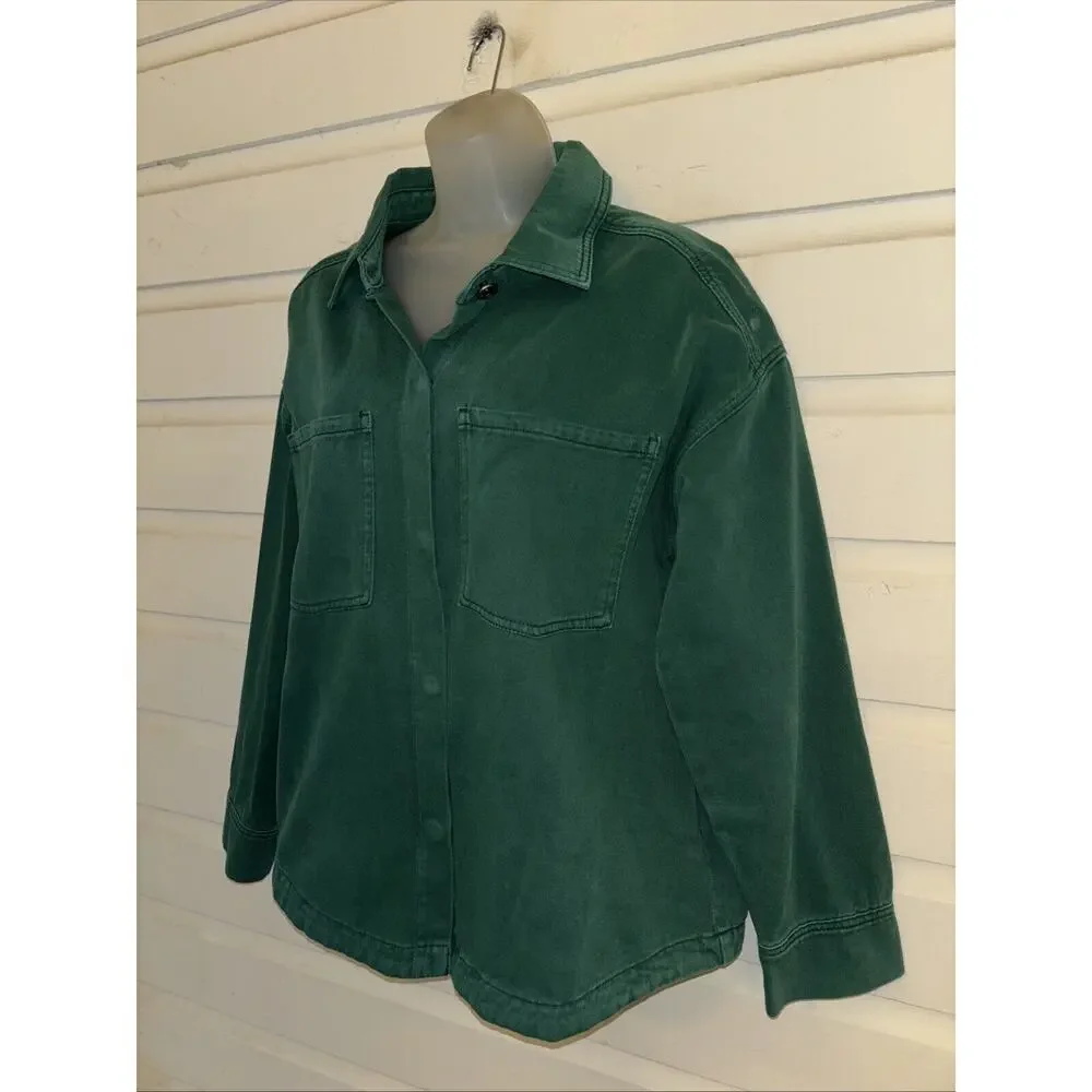 Saltwater Luxe 100% Cotton Long Sleeve Denim Shirt Jacket Shacket Size M - Picture 3 of 9